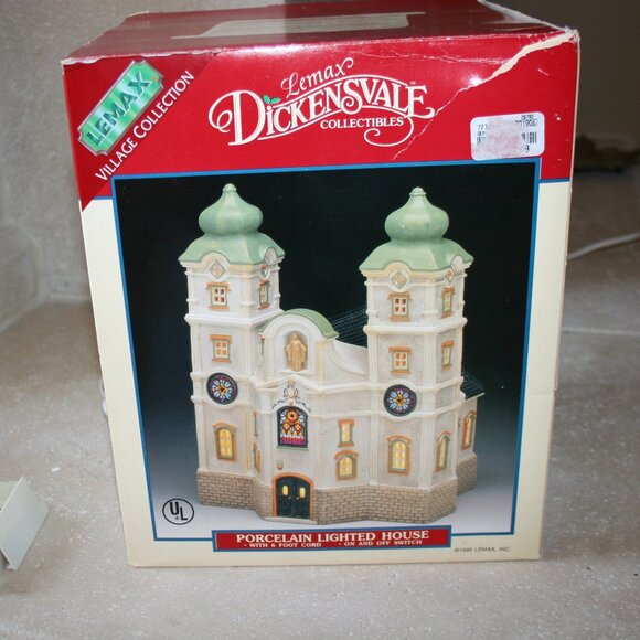 Christmas 1995 Lemax Dickensvale Porcelain Lighted House & Street Lamps - Picture 11 of 15